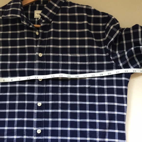 FRANK and Oak Blue plaid long sleeve button front shirt size Large - Picture 7 of 10